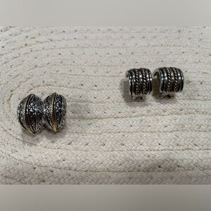 EUC QVC POSSIBLY JUDITH RIPKA Elegant Silver&Gold-Tone Women's Post Earrings